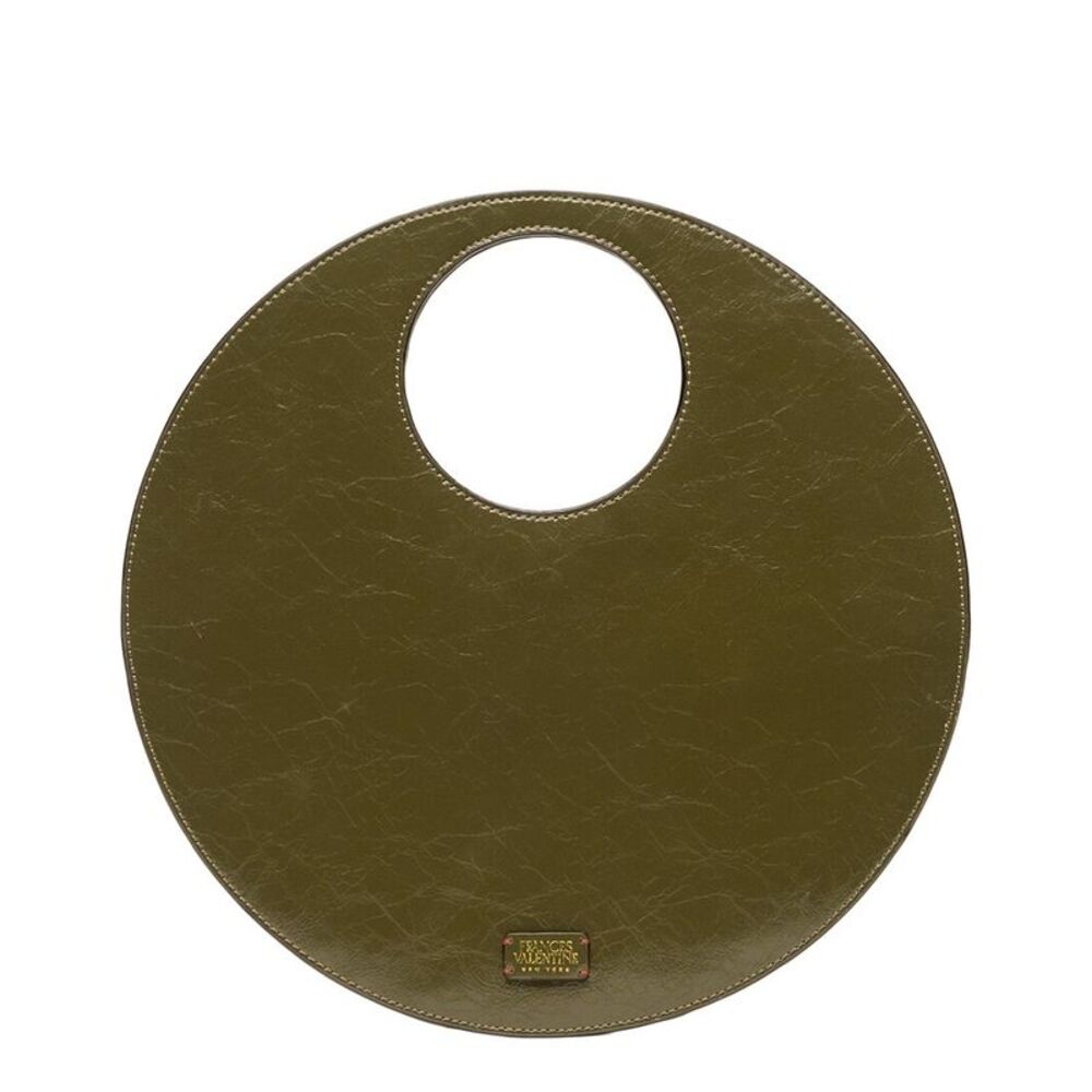Frances Valentine Juno Round Crinkled Leather Crossbody, Green